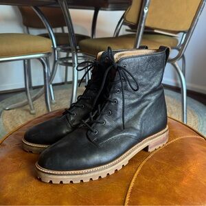 Madewell Clair Lace-Up Boot in Black Leather